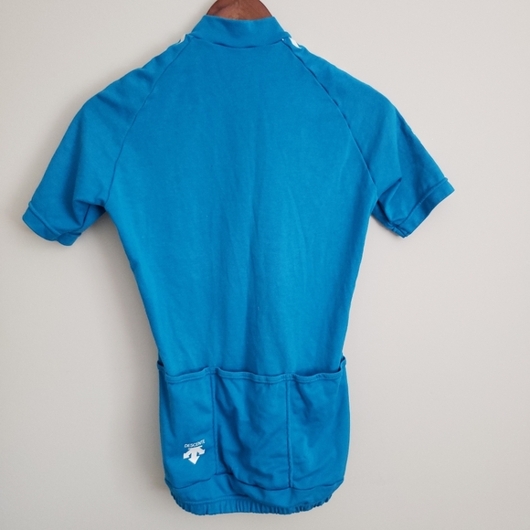 Descente Blue Cycling Shirt 1/4 Zip Back Pocket M - Picture 2 of 7
